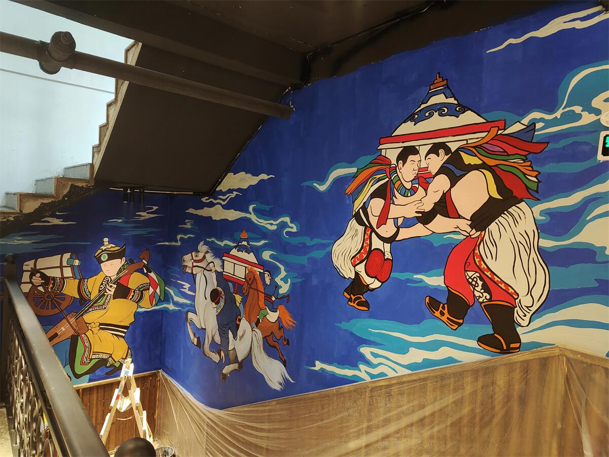 都匀蒙古风主题餐厅墙绘